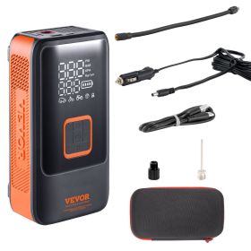VEVOR Tire Inflator Portable Air Compressor, 30s Fast Inflation Dual-Cylinder Air Pump, 12000 mAh Cordless Air Compressor with LCD Screen