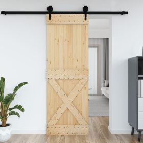 Door NARVIK 31.5"x82.7" Solid Wood Pine (Color: Brown)
